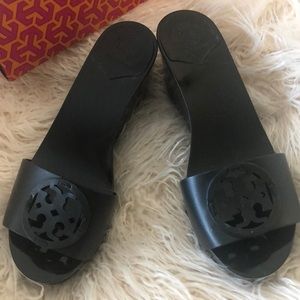 New Tory Burch Miller Platform Wedge Slide Sandal